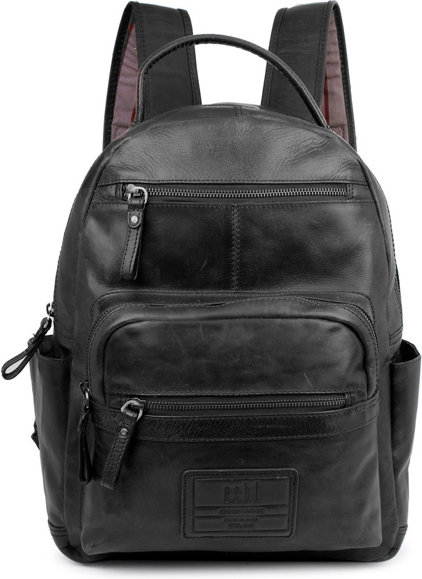 genuine black leather backpack