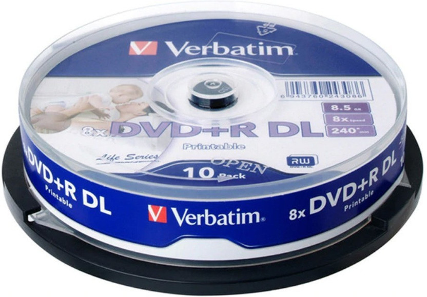 Verbatim Verbatim DVD Recordable 64308 Double Layer DL Inkjet Printable IJP Pack of 10 Disc Cake Box Spindle 8.5 GB - Flipkart Deal