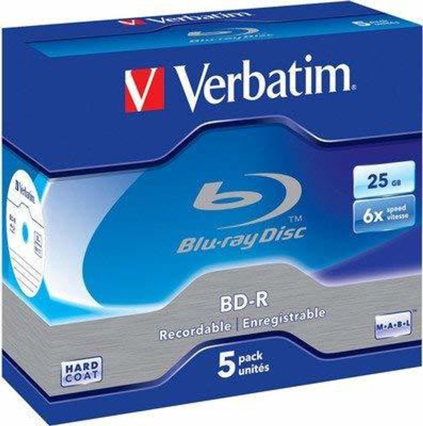 Verbatim Verbatim Blu-ray Recordable 43715 Pack of 5 BDR Disc in Jewel Case Speed 6x 25 GB - Flipkart Deal