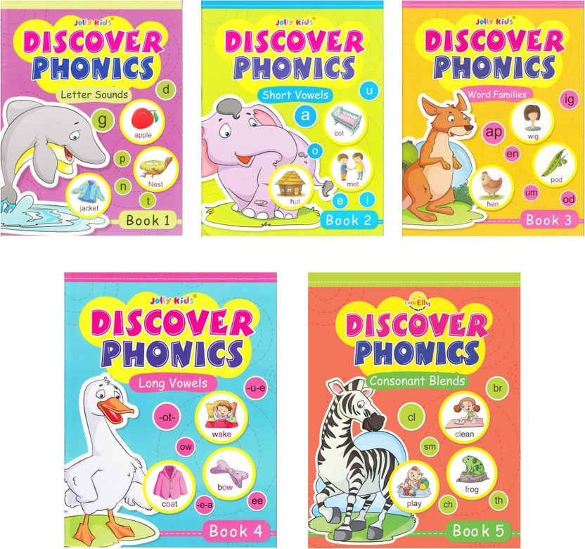 Jolly Kids Discover Phonics Book Set (Set of 5)  - Jolly Kids Discover Phonics Book Set (Set of 5) | Letter Sounds | Short Vowels | Word Families | Long Vowels | Consonant Blends | English Language Teaching (ELT) | Phonic Practice | Early Readers | Ages 3-8 | Combo Book Set(Paperback, Jolly Kids)