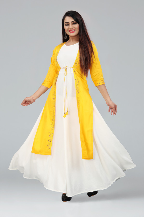 white and yellow dress