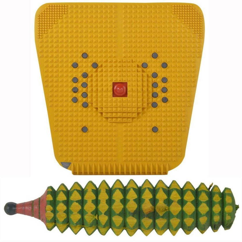 NP NAVEEN PLASTIC Acupressure Foot Mat With Magnets And Copper For Stress And Pain Relief + Wooden Karela Roller Fitness Accessory Kit Kit