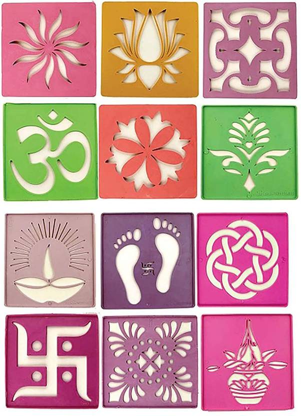 Ascension 12 Different Design Draw Rangoli Making Kit Rangoli Stamp Om