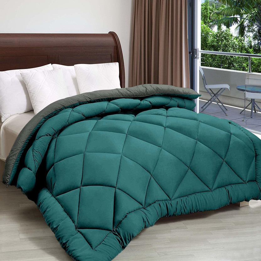 EVERDECOR Solid Single Comforter for  Heavy Winter(Microfiber, Green)
