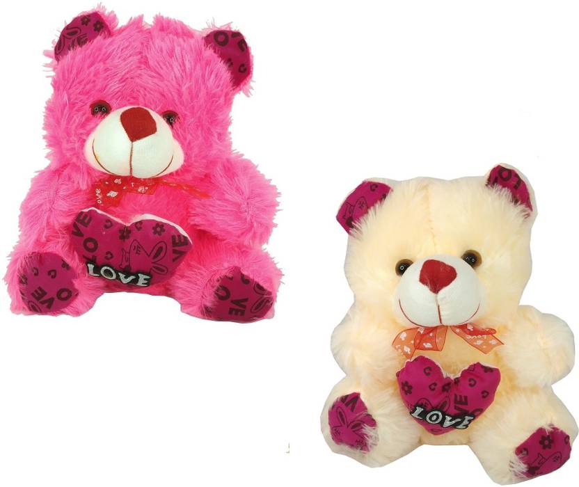 Uniqon (Size20x25cm) Pack Of 2 Multicolor Teddy Bear Soft Fluffy