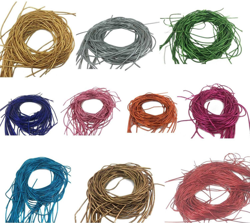 AUMNI CRAFTS Zardosi Flexible Smooth 1mm French Bullion Wires (10 Colors X 10 Grams, Total 100 Grams) Spring Dabka Thread For Embroidery And Jewellery Making