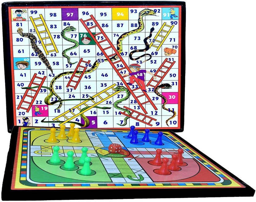 Spocco Wooden Board 12X12 Ludo Snakes & Ladders (2 in 1 Games) Made in India Party & Fun Board Game