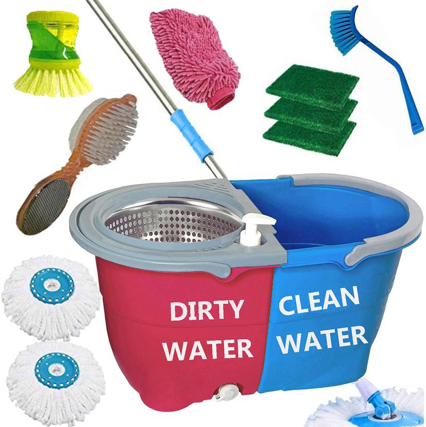 VMOP Jumbo Double Twin Steel Magic Bucket Mop 360 Degree Self Dry