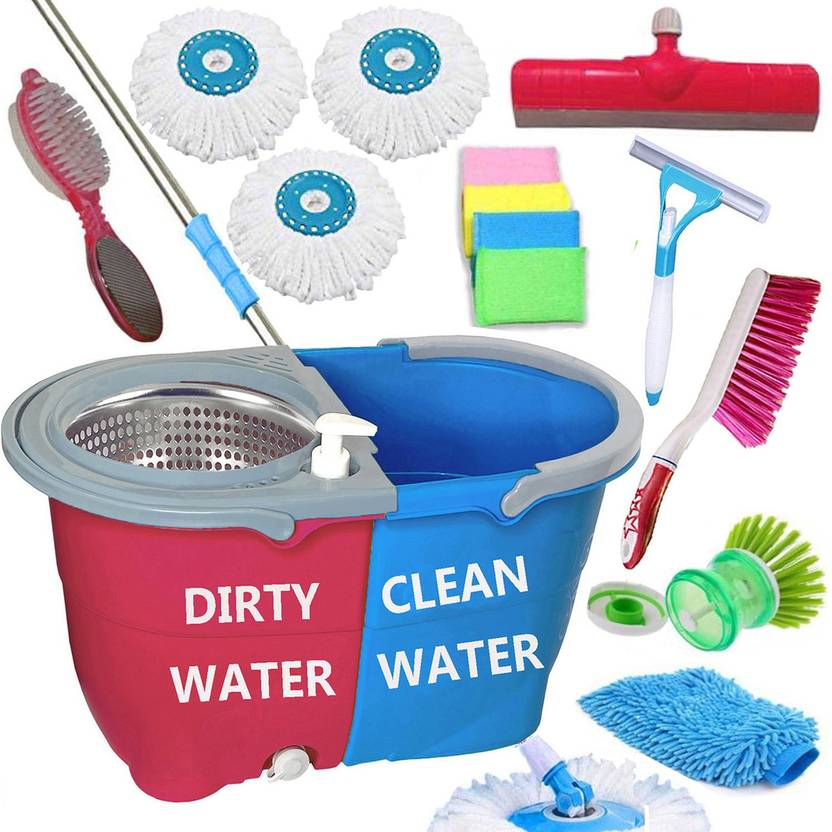 VMOP Jumbo Double Twin Steel Magic Bucket Mop 360 Degree Self Dry