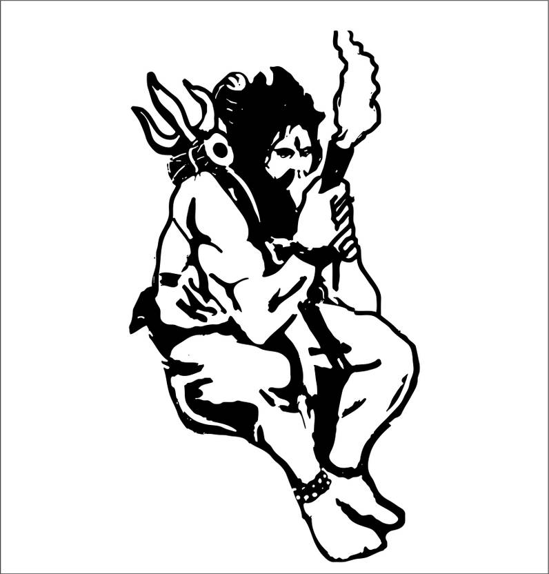 Decals Stock 40 cm devotee of lord shiva Self Adhesive Sticker Price in