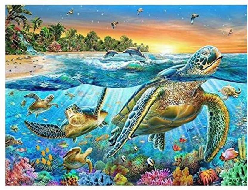 AIRDEA DIY 5D Diamond Painting by Number KitFull Drill Ocean Turtle
