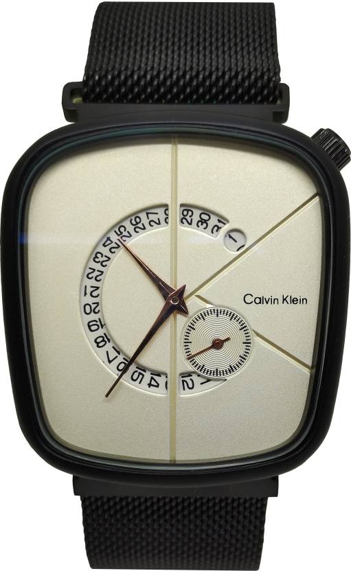 BLUETAG Ck Watch Square Calvin Klein White Dial & Black Magnetic Metal  Strap Watch With Date On Display Analog Watch - For Men & Women - Buy  BLUETAG Ck Watch Square Calvin