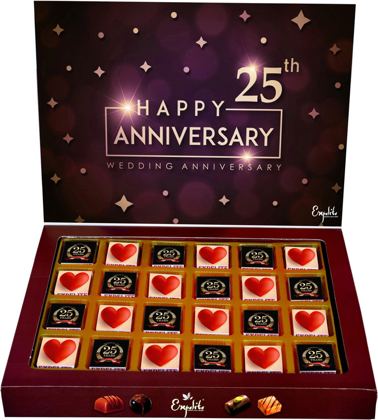 Expelite 25th wedding anniversary gift- 24 pc Tewenty Fifth Anniversary Chocolates Gift Bars(450 g)