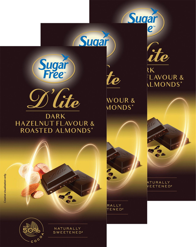 Sugar free Hazelnut & Almonds Dark Chocolate Bar(3 x 40 g)