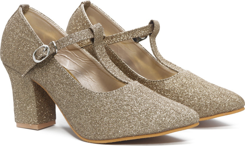 Golden party wear heels clearance