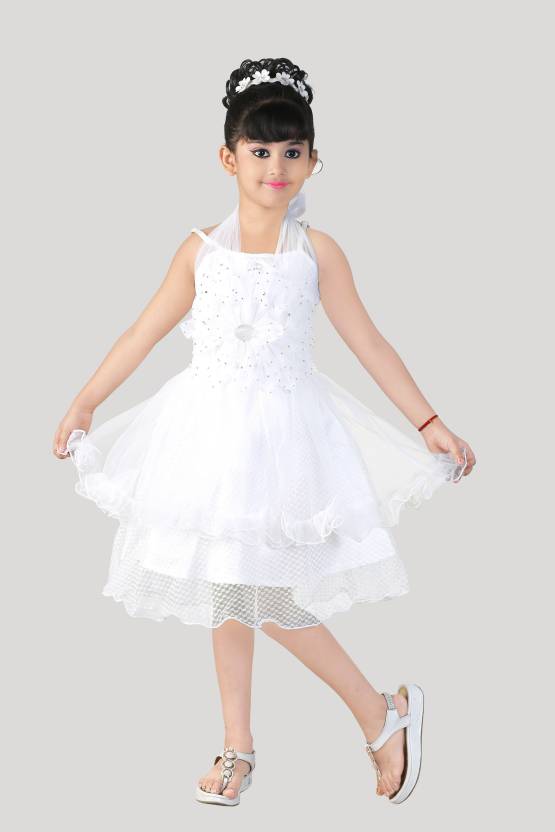 FTC Bazar Girls Layered White Dress
