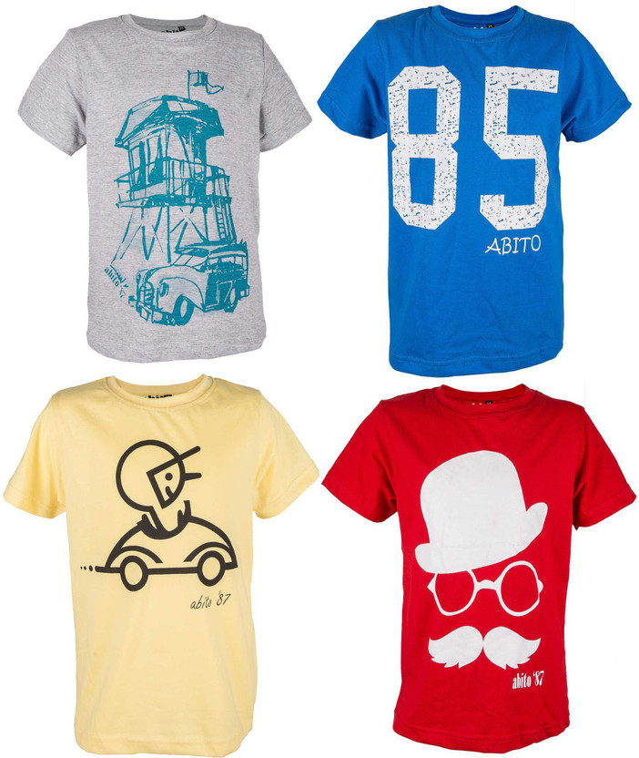 Abito Boys Printed Cotton Blend T Shirt