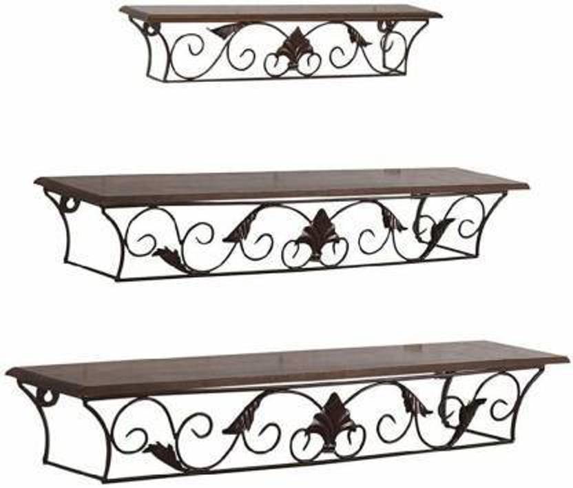 ANB Enterprises Wall shelf wooden & wrought iron shelves Wall hanging