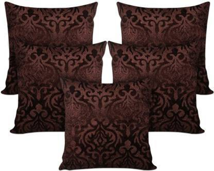HOMYBEES Velvet Cushions Cover(40 cm*40 cm, Pack of 5, Brown)