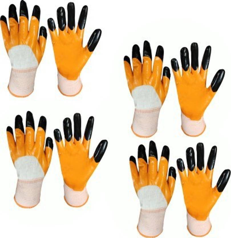 GWS TIGER PRINT NITRILE COATED SAFETY HAND GLOVES PACK OF 4 PAIR