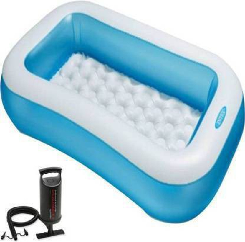 YOUNG STAR 5.5 FEET RECTANGULAR SIZE WATER BATH TUB WITH HEAVY DUTY AIR PUMP Inflatable Swimming Pool(Blue)