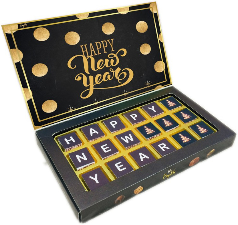 Expelite Happy New Year Chocolate Gift For Boss - 18 Pc New Year Chocoate gIft Box For Customers Gift Bar Gift Pack(400 g)