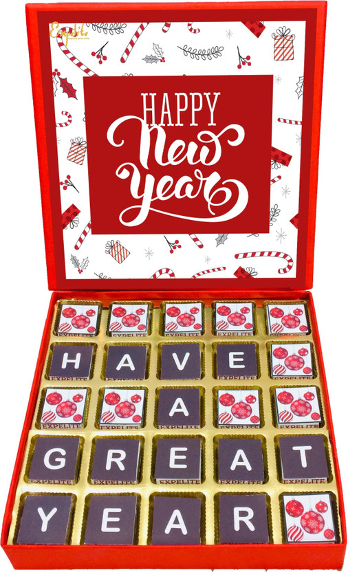 Expelite Expelite Happy New Year Gift Online -Large Box- Handmade Chocolates Bar Gift Pack(25 x 22 g) - Flipkart Deal