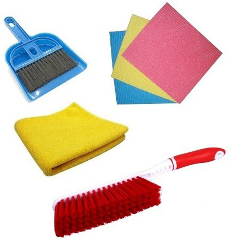 BIGWHEEL BIGWHEEL Combo Of Mini Dustapn With Broom Set,Carpet Cleaning Brush,Microfiber Cleaning Cloth And Kitchen Cleaning wipes Dustpan, Cleaning Wipe, Cleaning Brush, Cleaning Cloth - Flipkart Deal