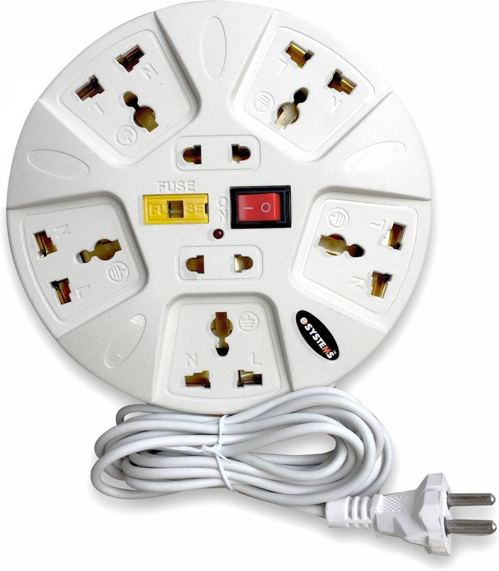 eSYSTEMS Extension Board, 6 Amp Multi Plug Point Strip, Extension Cord