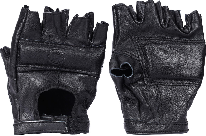 india leather Genuine Leather Bike Riding Gym and Sports Gloves Riding Gloves(Black)