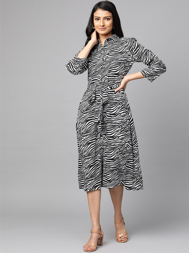 black and white zebra print dress