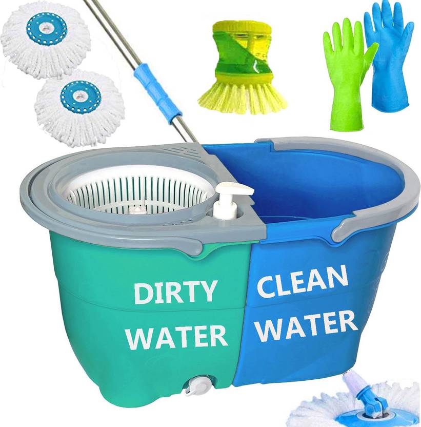 VMOP Jumbo Double Plastic Magic Bucket Mop 360 Degree Self Dry Spin