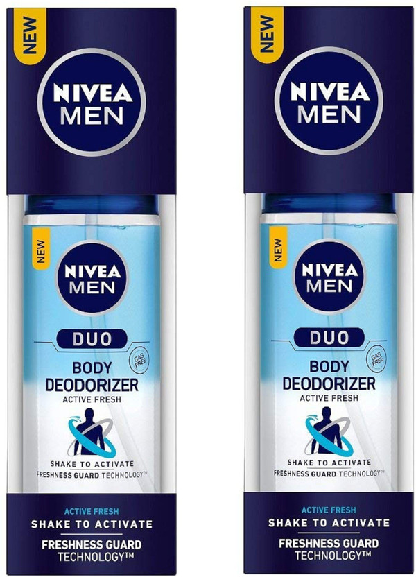 NIVEA Men Duo Active Fresh Body Deodorizer 100ML Each (Pack of 2) Deodorant Spray  -  For Men(200 ml, Pack of 2)