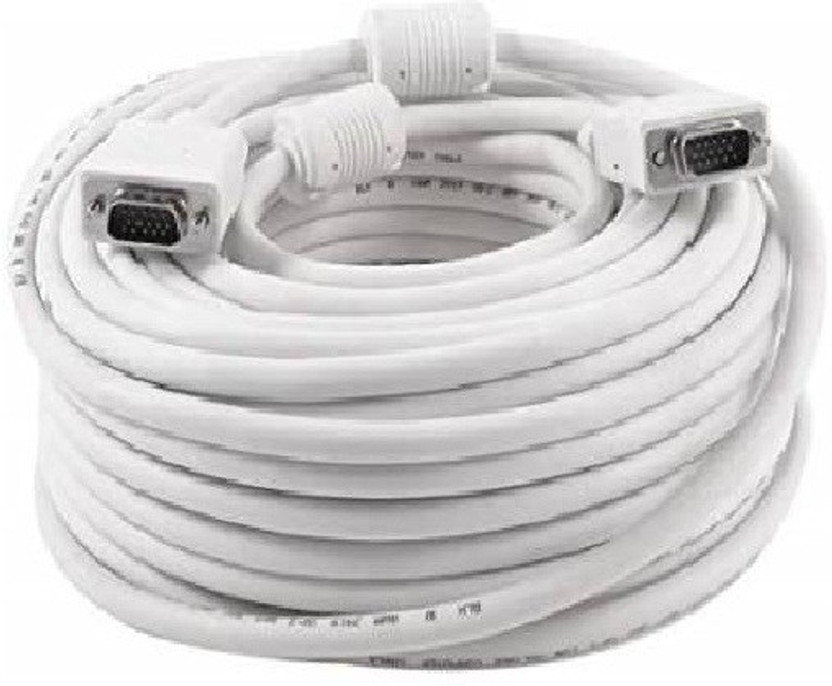 Generix VGA Cable 28.75 m 28.75 Meter VGA Male To Male 15 PIN Cable Premium Quality For Computer(Compatible with Computer Monitor, Projector, PC, TV Etc., White, One Cable)