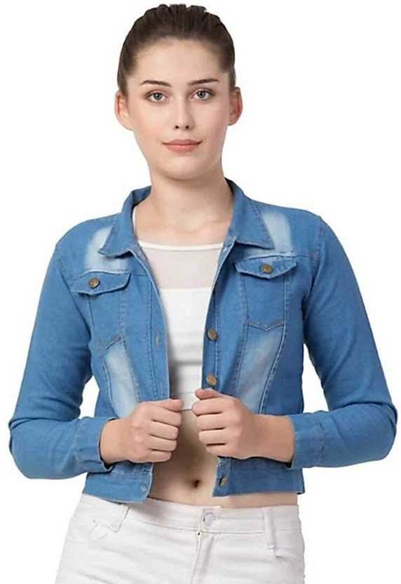 Full Sleeve Solid Women Denim Jacket 