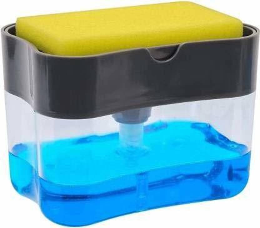 Janiq 2 In 1 Plastic Liquid Soap Dispenser with Sponge Holder for