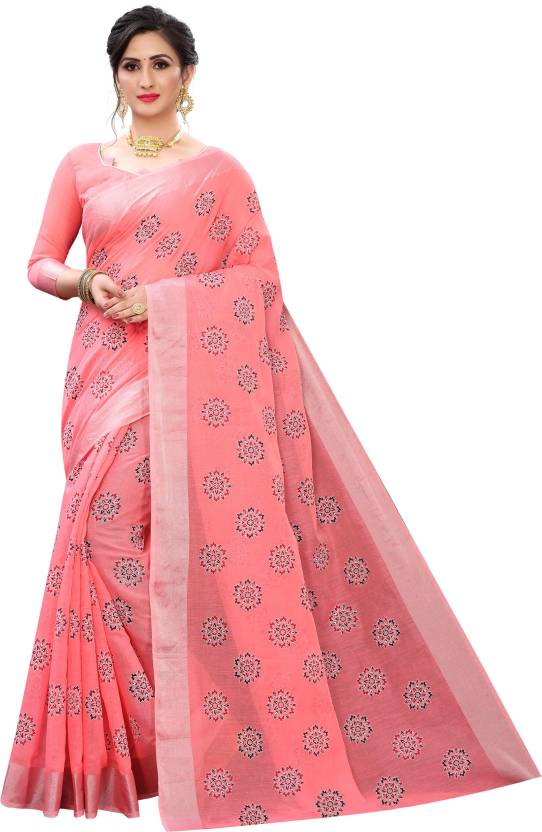 Buy Riddhi Sequence Embroidered Daily Wear Cotton Linen Pink Sarees Online  @ Best Price In India | Flipkart.com