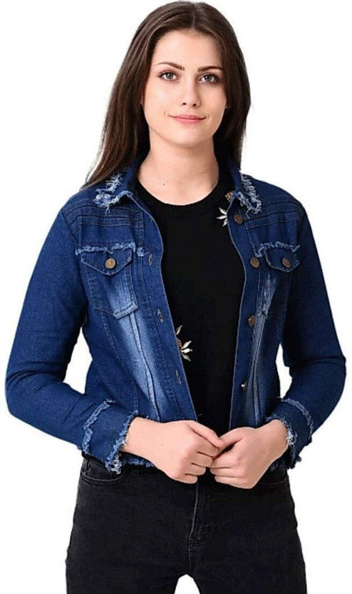 Full Sleeve Solid Women Denim Jacket 
