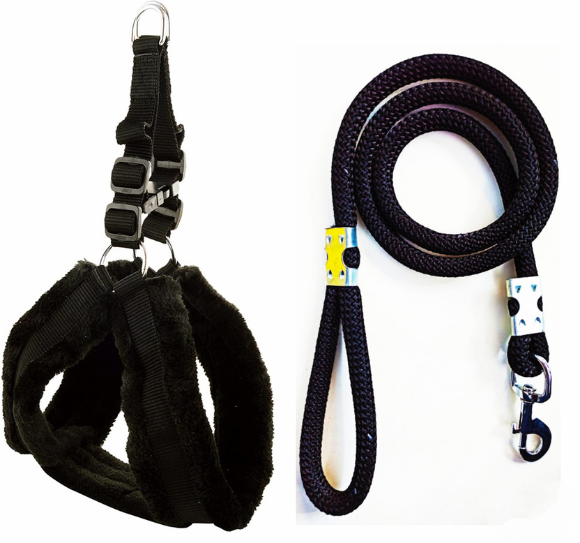 cavaly Dog Harness & Leash(Medium, Black)