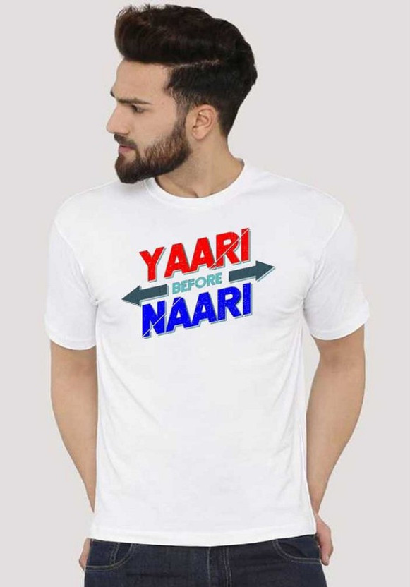 VANCHER Printed Men Round Neck White T