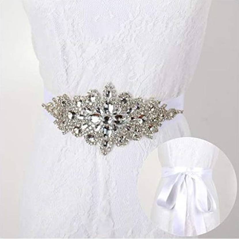 HAPPY1314 Crystal Rhinestone Applique Wedding Belt Wedding Sash Bridal