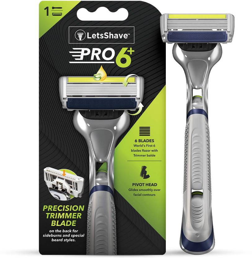 LetsShave Pro 6 Plus Manual Shaving Razor for Men, (1 Razor Handle, 1