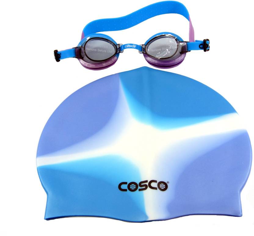 COSCO Googles Aqua Junior & Cap(Free Size) Combo Swimming Kit Buy