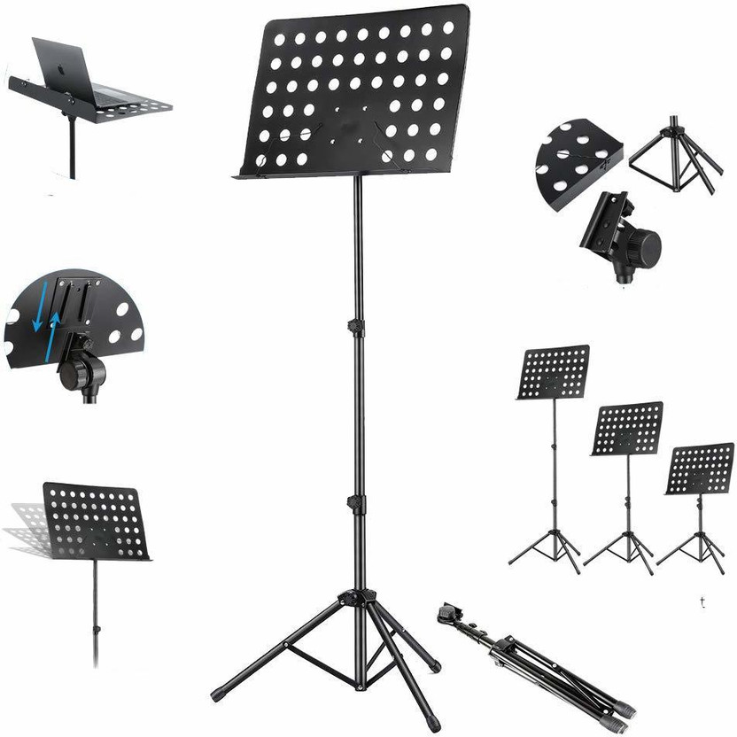swan7 SSW Foldable Heavy Duty Notation Stand Notation Stand / Music Stand(Black)