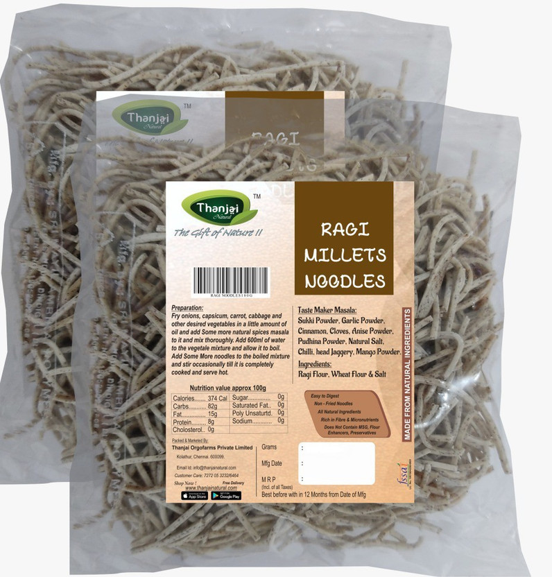 THANJAI THANJAI NATURAL Ragi Millets Noodles 180g X 2 (Processed with Natural Ingredients , No Chemicals and No Preservatives) Instant Noodles(2 x 180 g) - Flipkart Deal