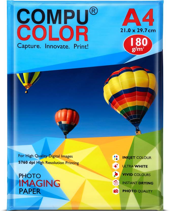 COMPU COLOR PRIMO Glossy Paper 180GSM (A4 size, 20 sheets, 210x297 mm) Unruled A4