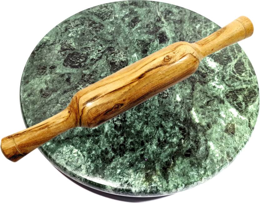 Kedarm Green Marble Roti Maker with Wooden Belan/Green Marble Chakla 10