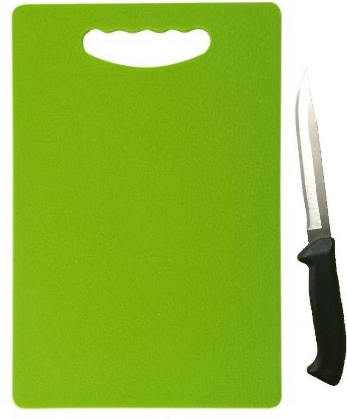 Floraware Green Plastic Chopping Board 1 Knife Free Floraware Green Plastic Chopping Board 1 Knife Free And Silver Kitchen Tool Set