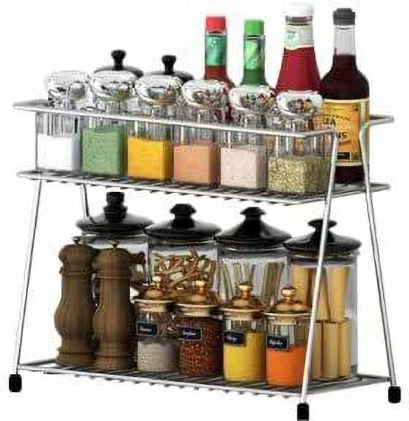 Stainless Steel Spice 2Tier Trolley Utensil Kitchen Rack Price in
