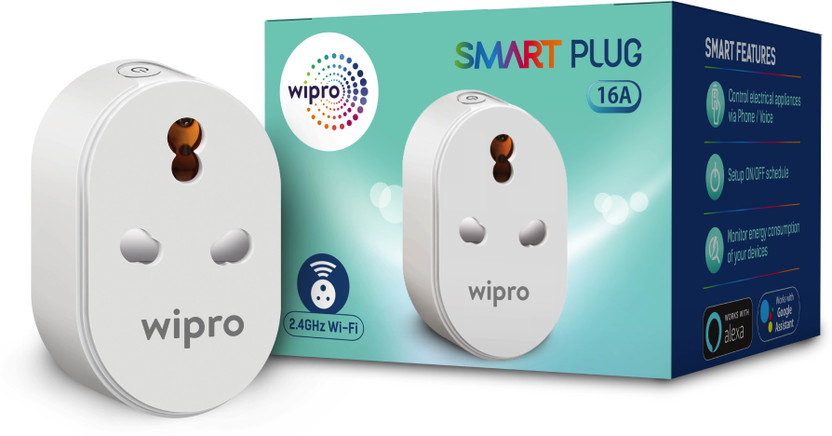 Wipro Wi-Fi Smart Plug with Universal Socket (White) Smart Plug (White) Smart Plug(White)